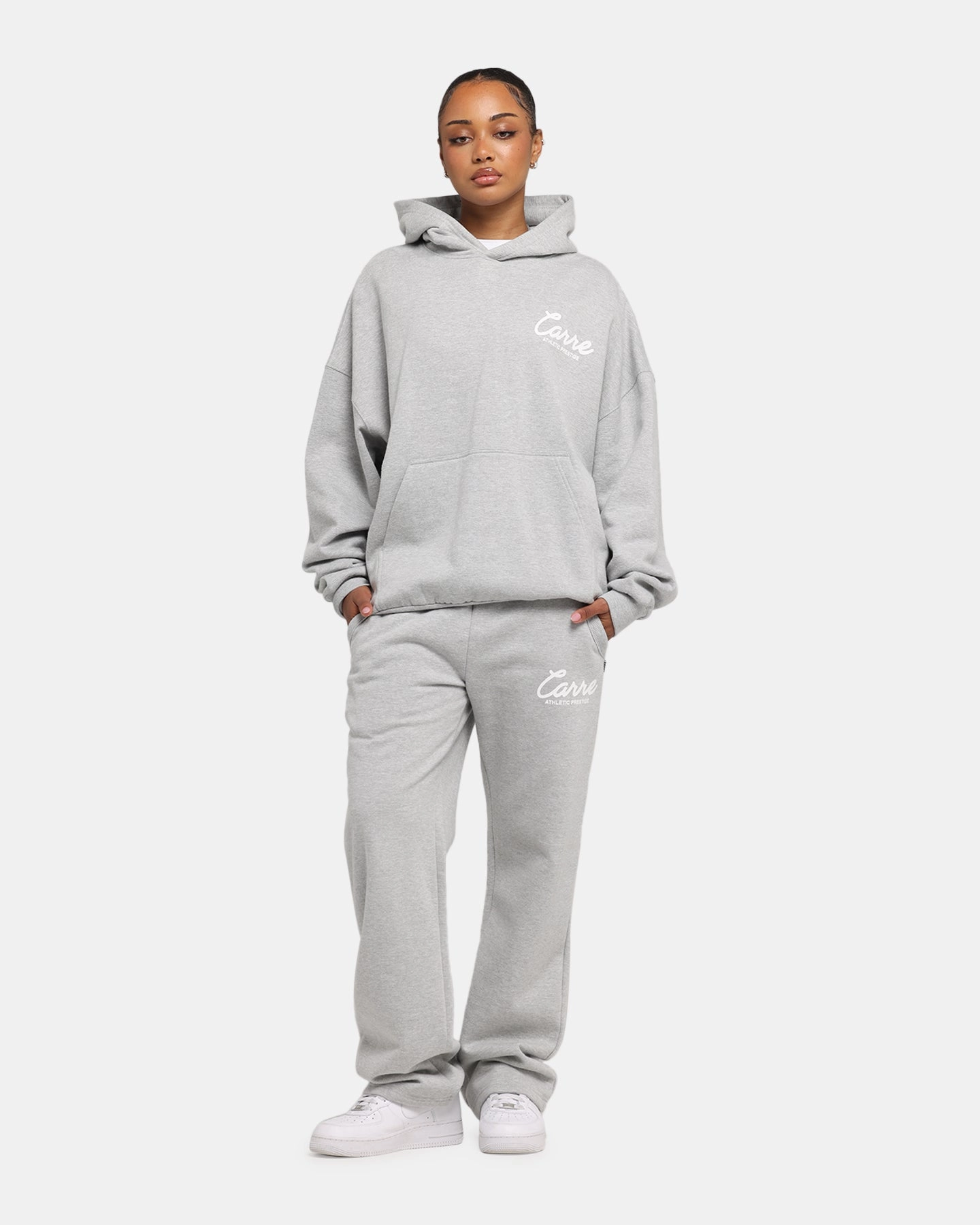 No Iron Breathable wear Carre Prestige Script Sweatpants Grey Marle