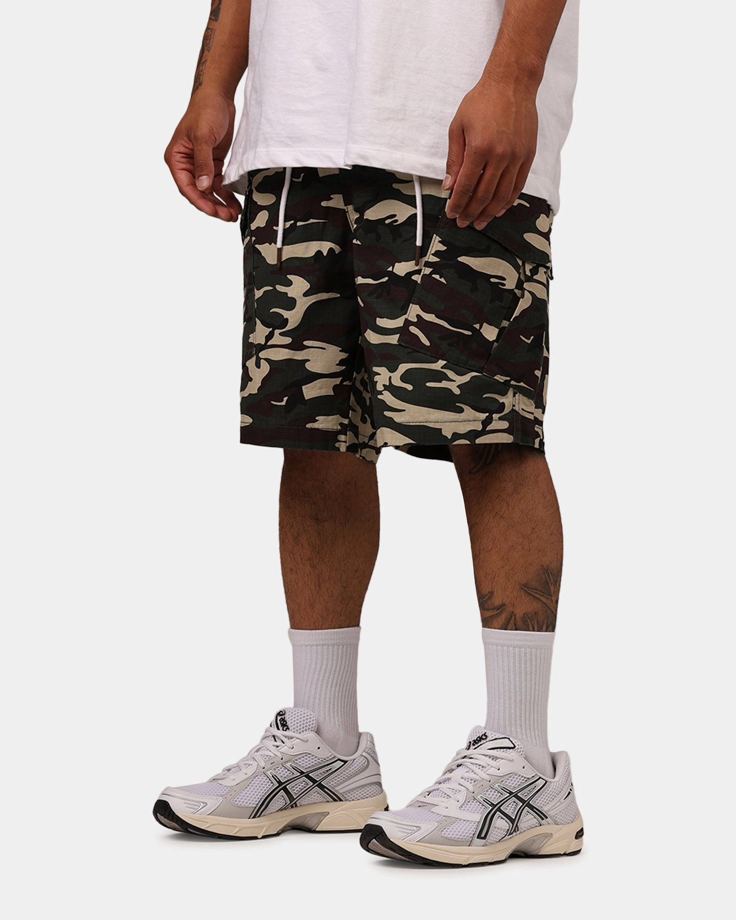 High-End Option high waisted Carre Quality Cargo Shorts Woodland Camo