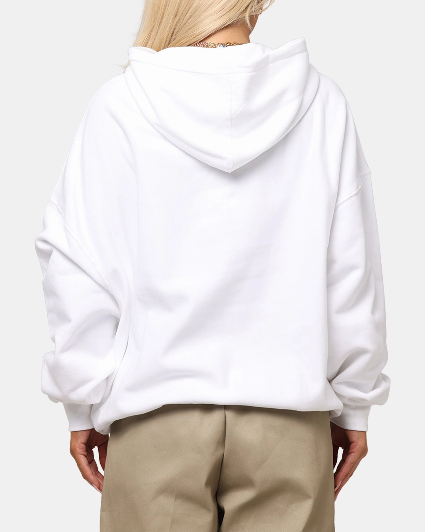 Carre Race Script Hoodie White Jackal like Ribbed Hem