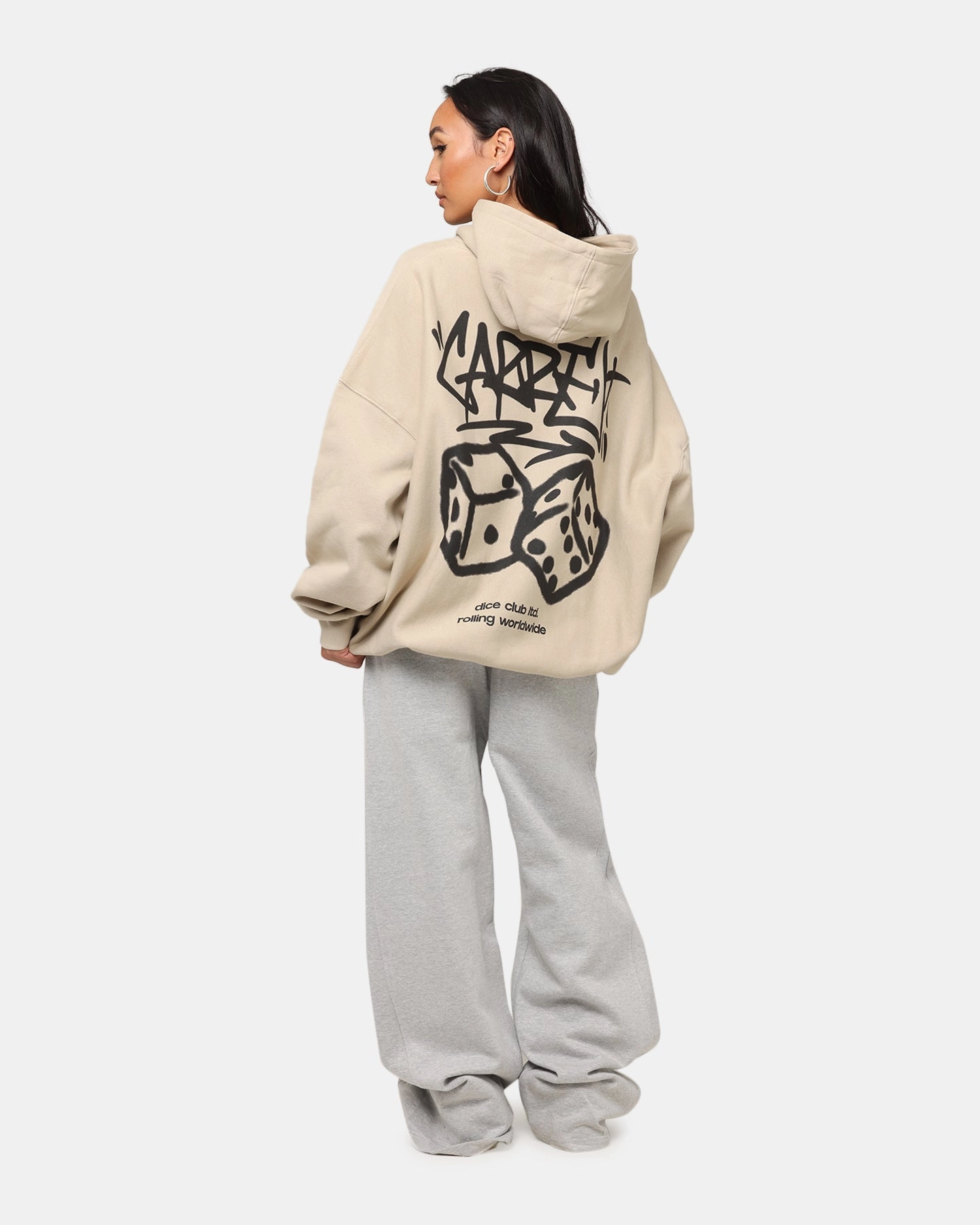 Striped Carre Rolling Worldwide Hoodie Stone