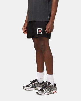 Wrinkle Resistant Material Summer Wear Carre Rose Beach Shorts Black