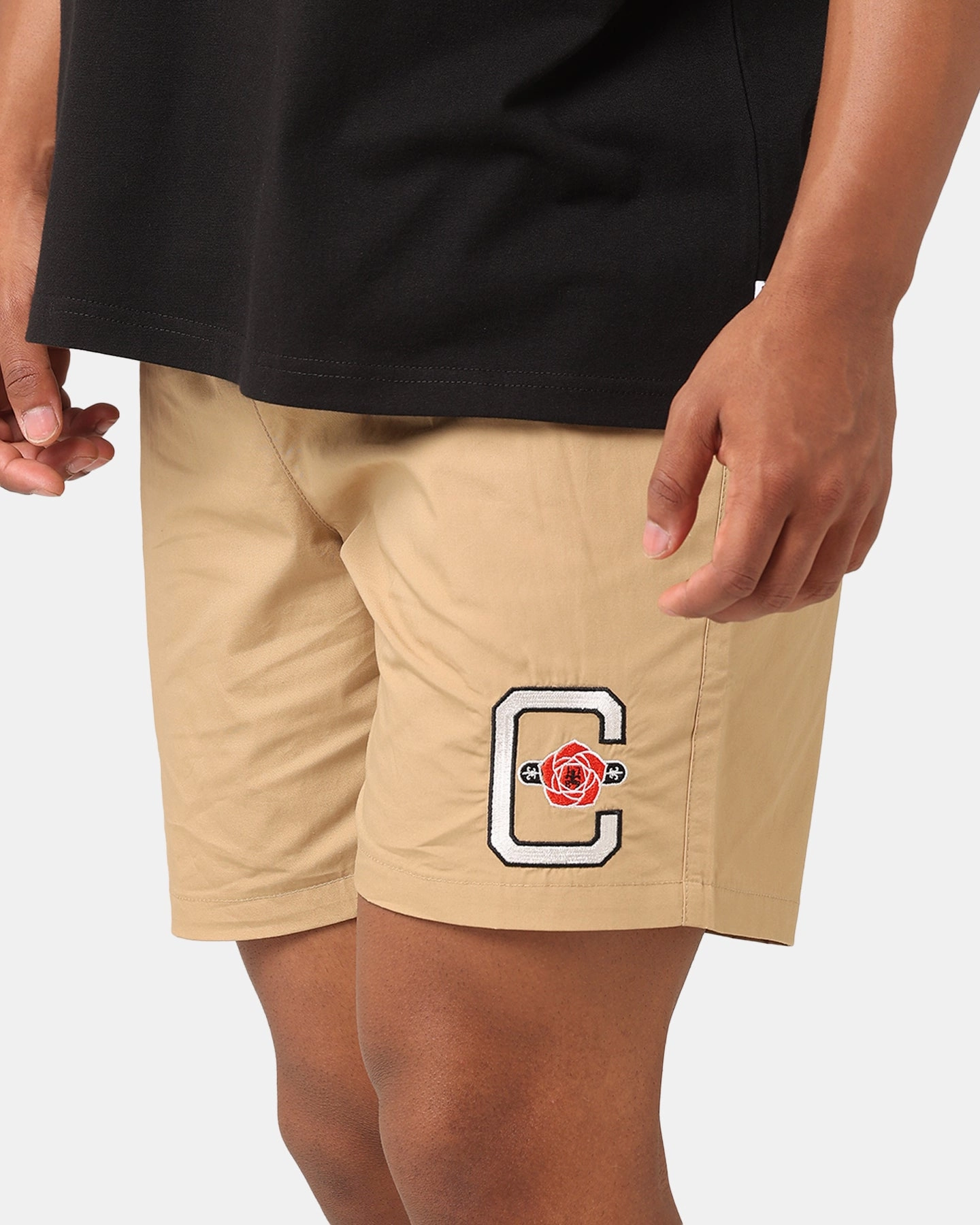 Carre Rose Beach Shorts Stone artisanal quality Flexible Fabric