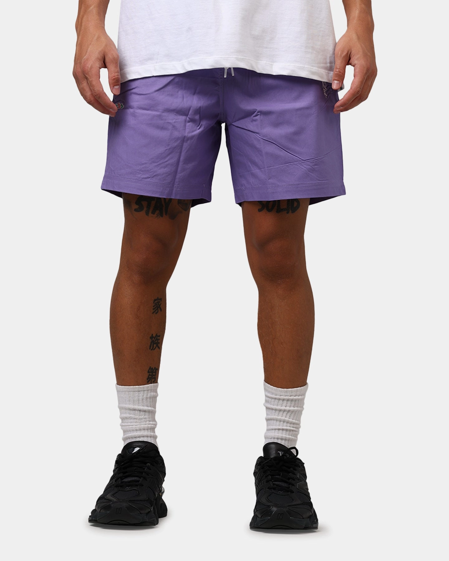 Carre Rosebud Beach Shorts Purple date night look