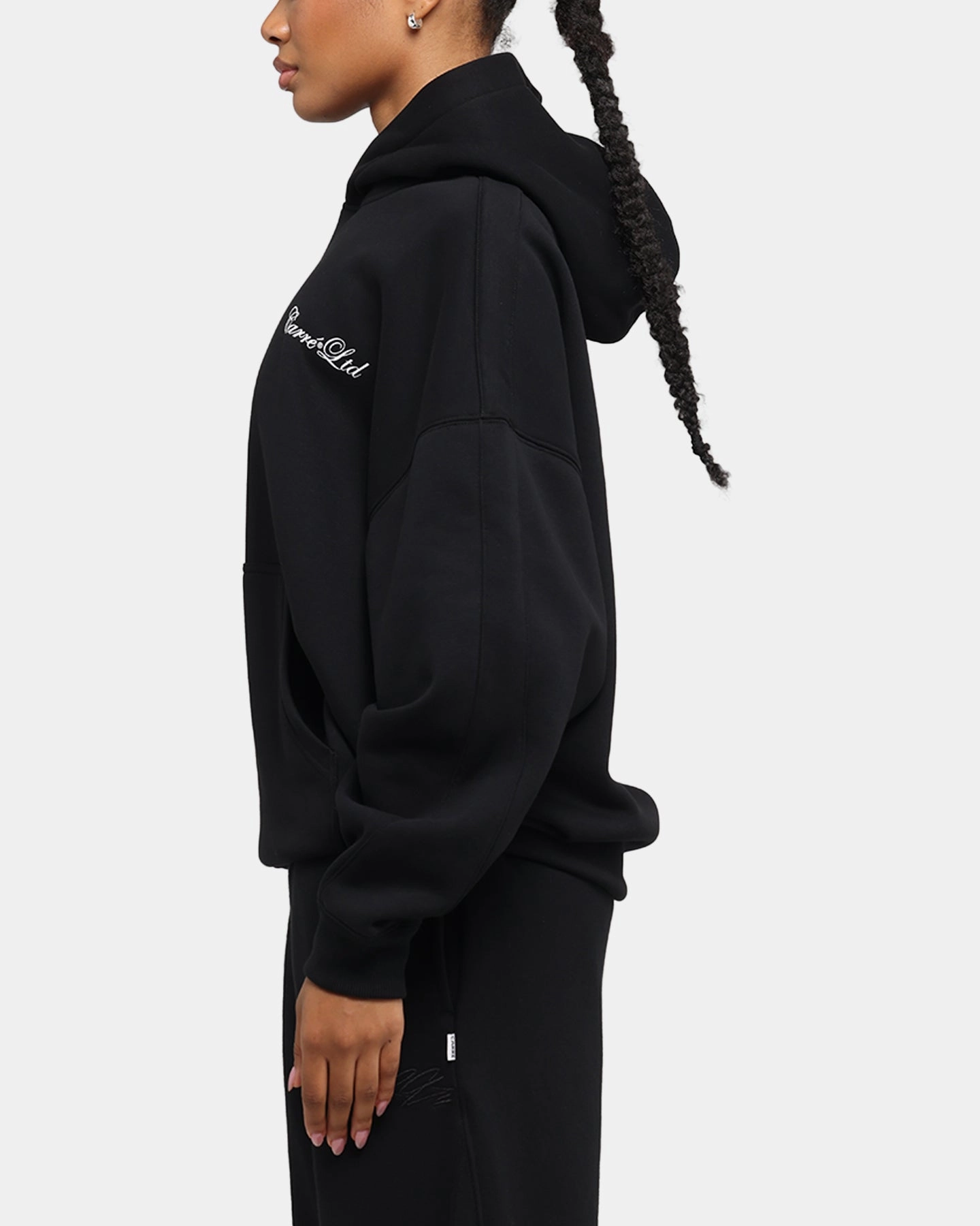 Carre Rosebud Oversized Hoodie Black Martial-arts suitable for rainy days