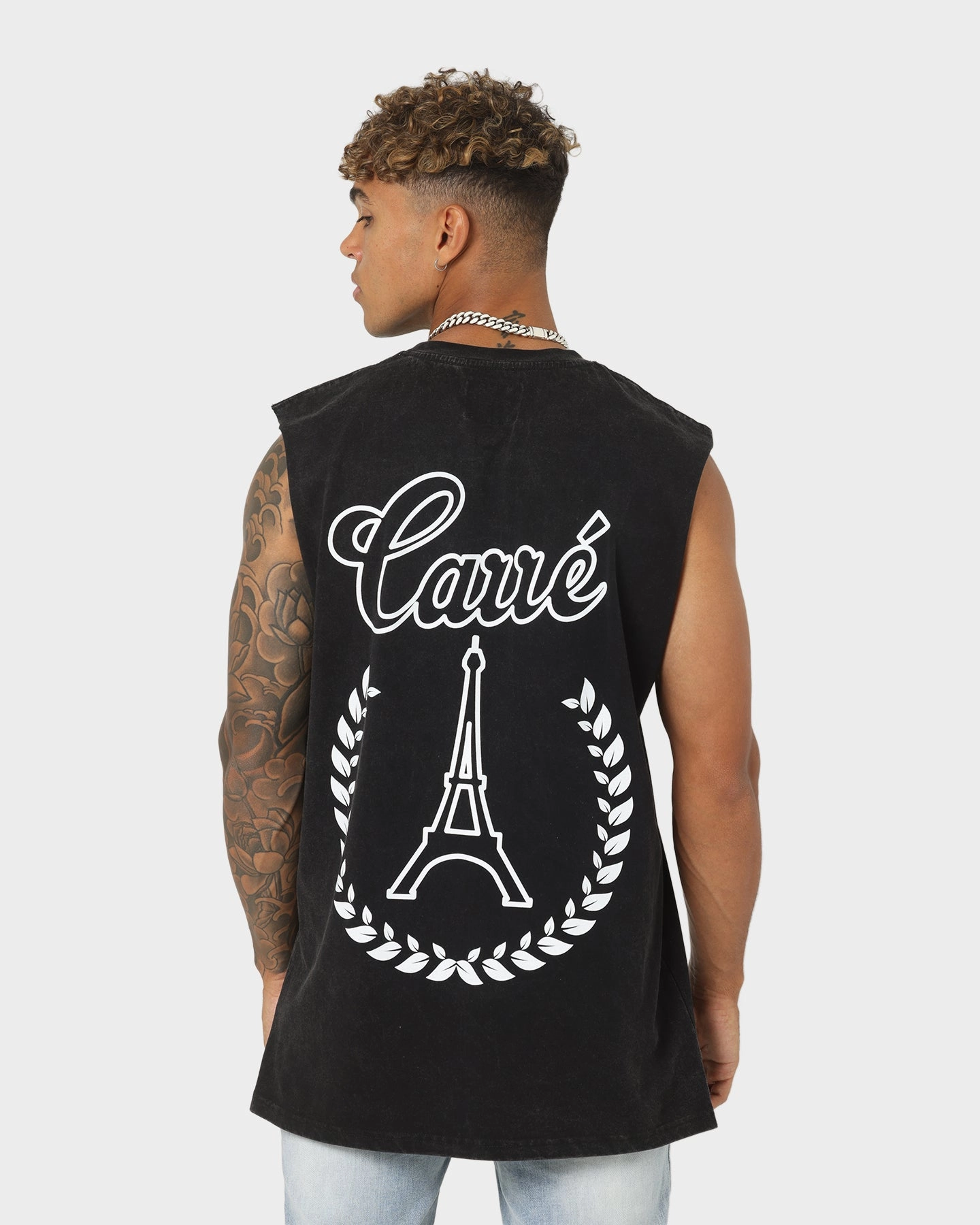 Carre Royal Muscle T-Shirt Washed Black Classic Layer Flexible Neckline