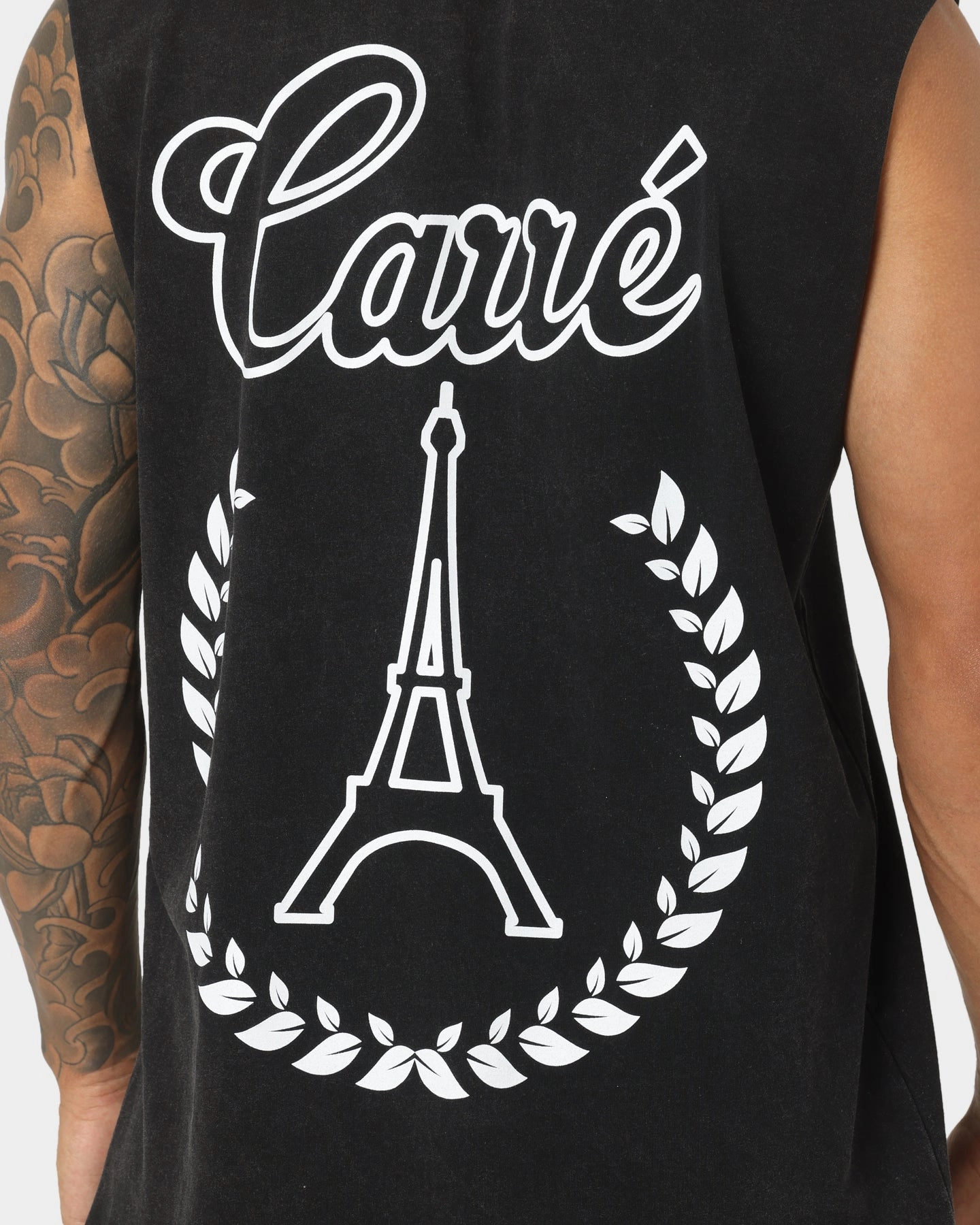 Carre Royal Muscle T-Shirt Washed Black Streetwear Daily Outfit Style