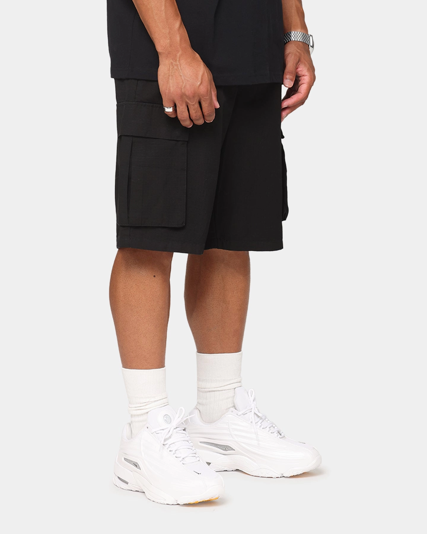 Carre Tactical Baggy Cargo Shorts Black Active Style skin friendly