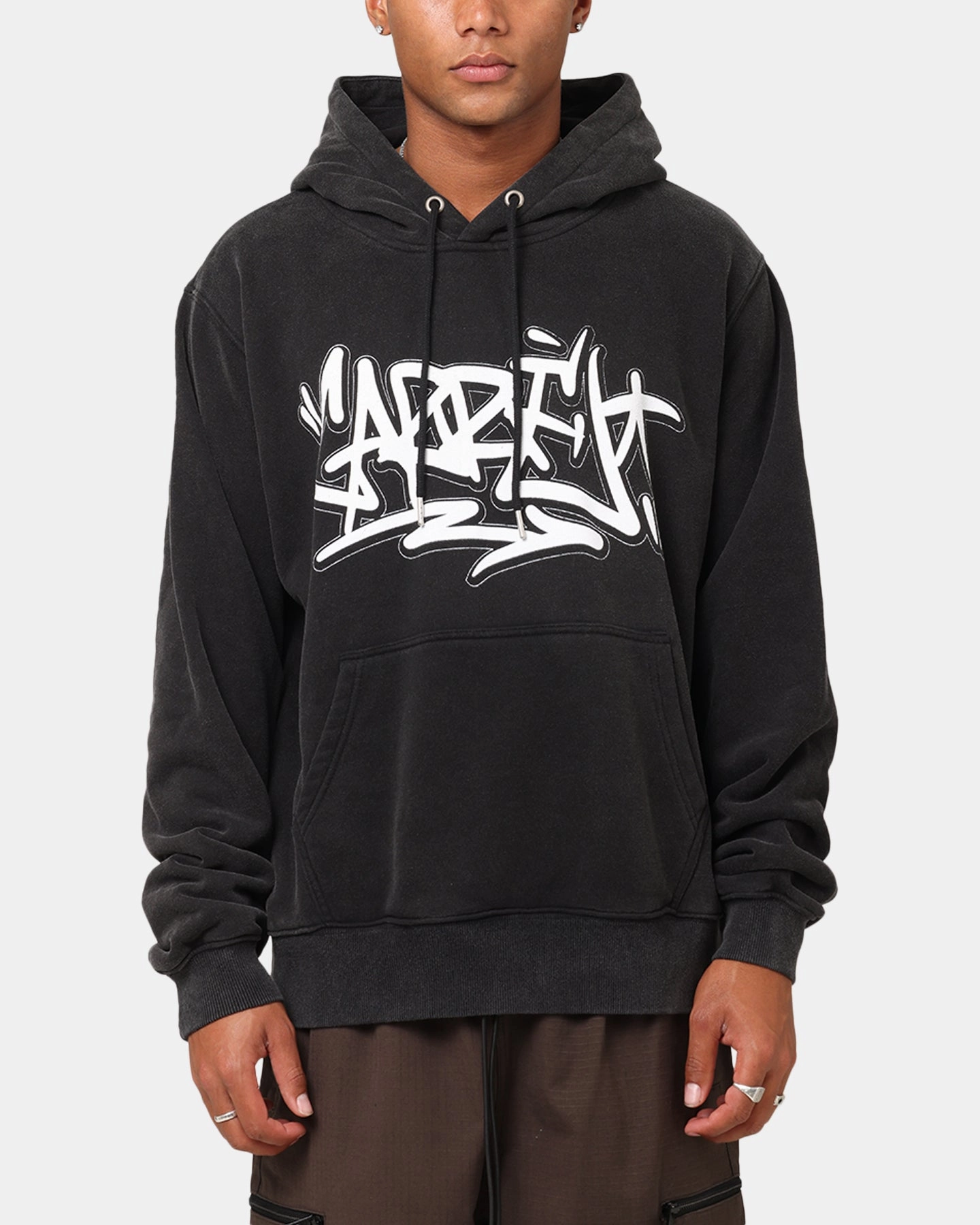 Carre Tagged Hoodie Vintage Black Thylacine like