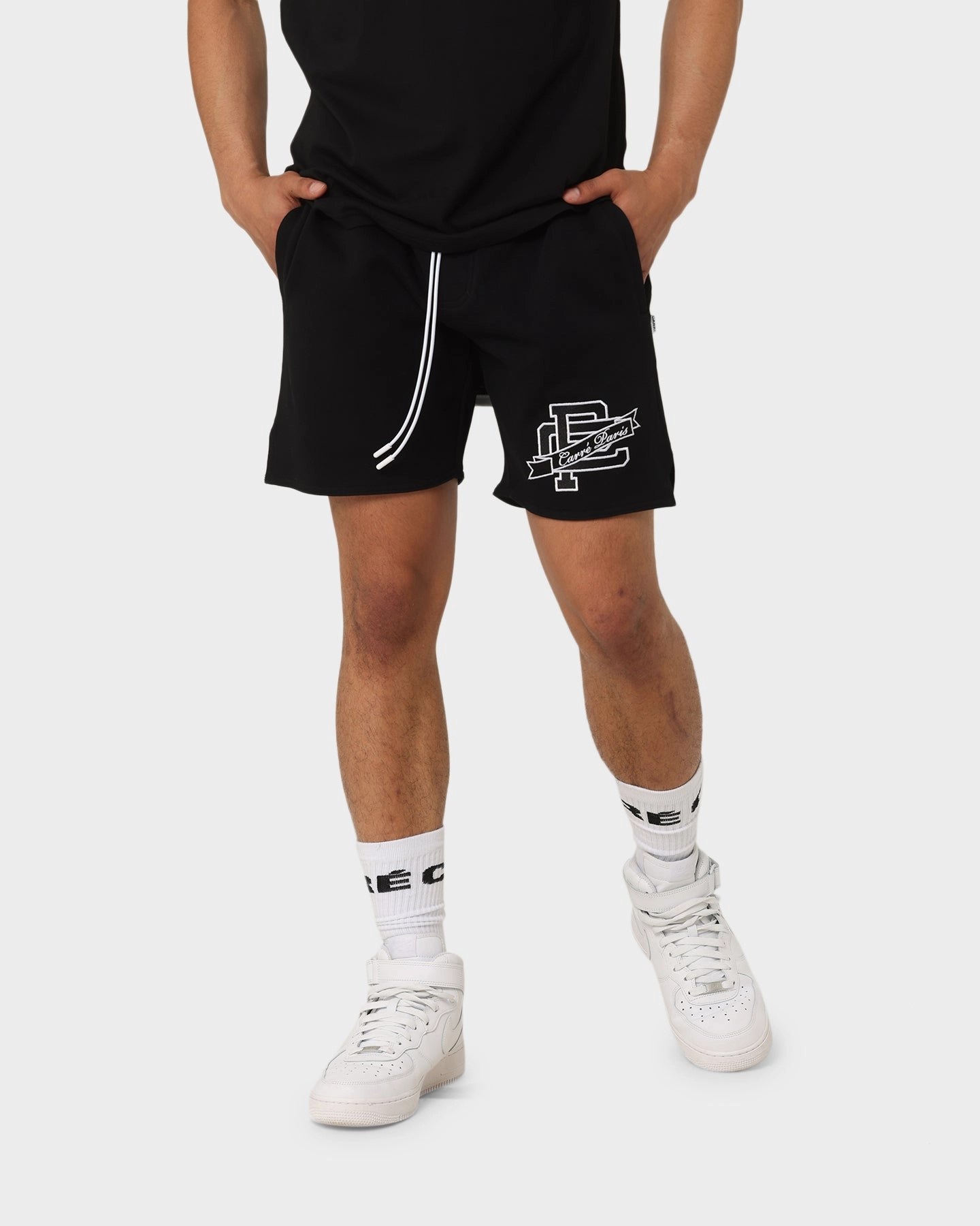 Carre Team Paris Sweat Shorts Black Bonded Seam Technology