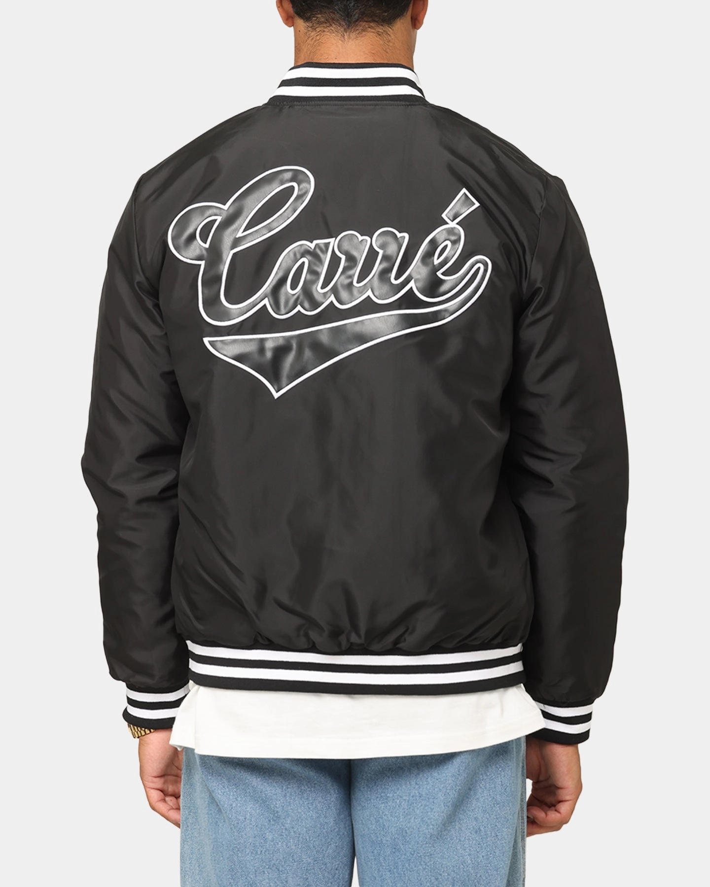 Record Dream Carre Team Puffer Varsity Jacket Black/White