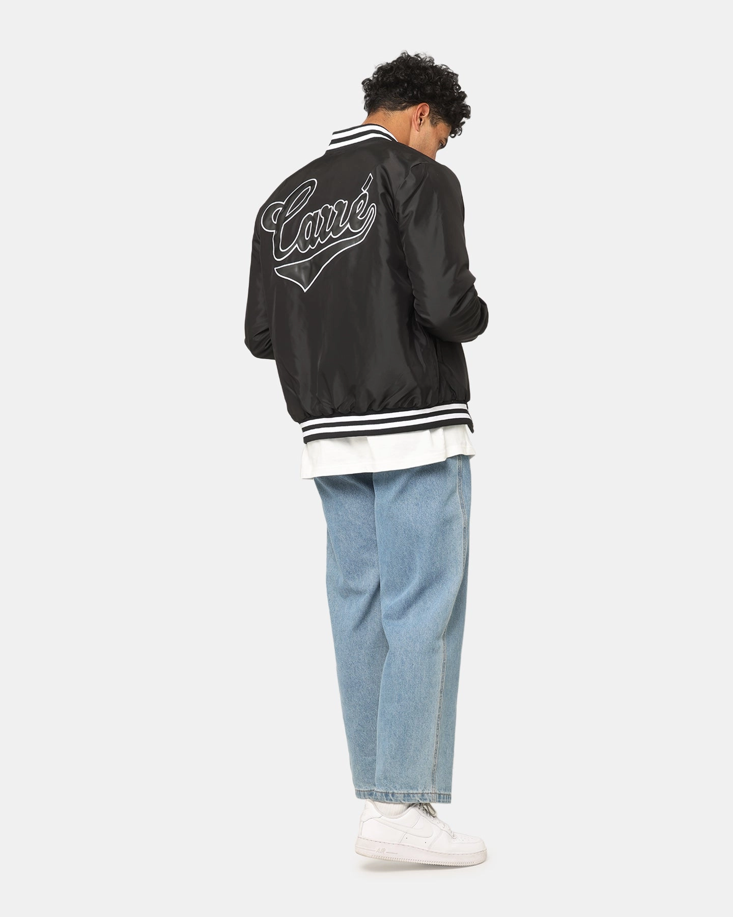 Carre Team Puffer Varsity Jacket Black/White Receipt