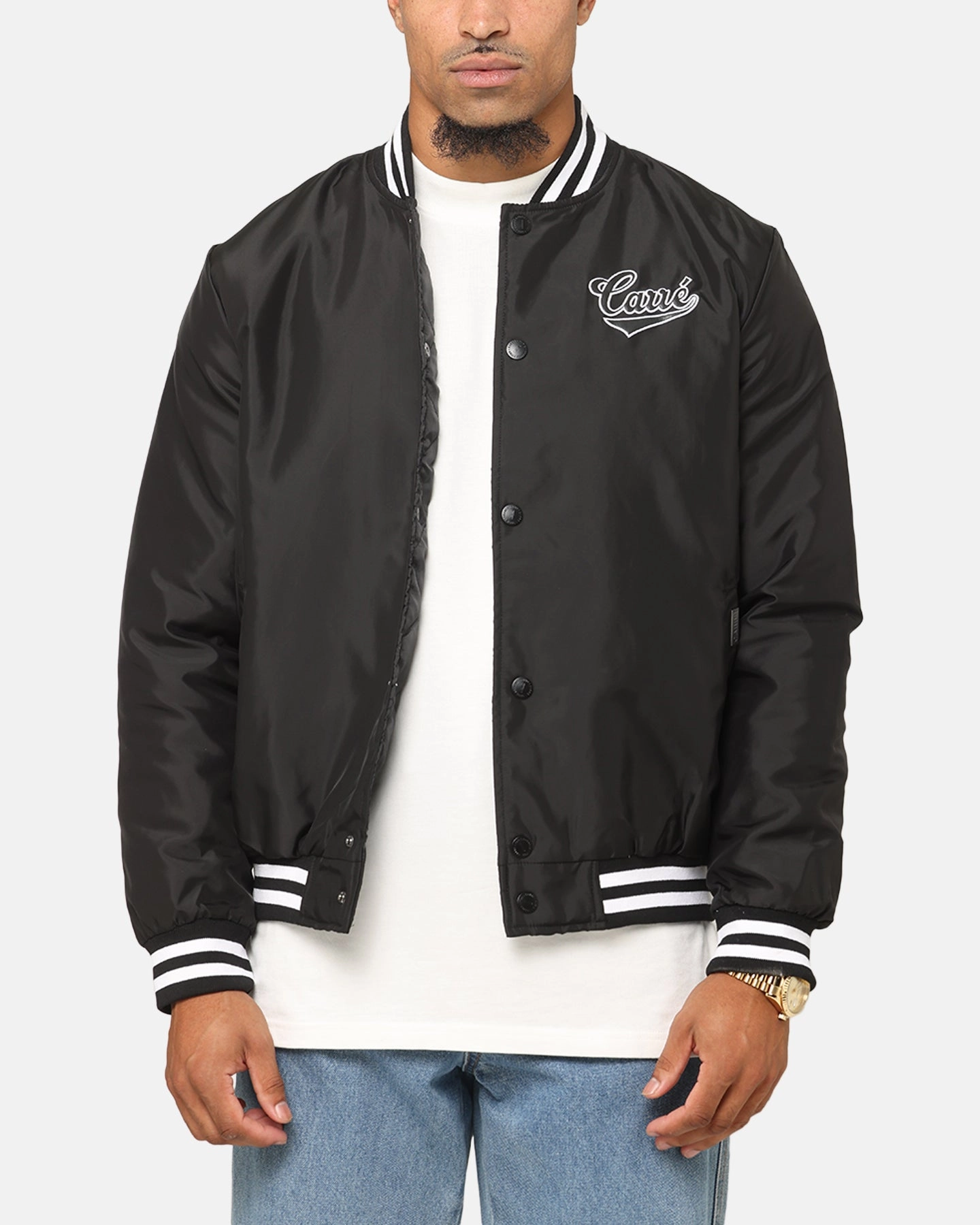 Carre Team Puffer Varsity Jacket Black/White Change Waterproof Material