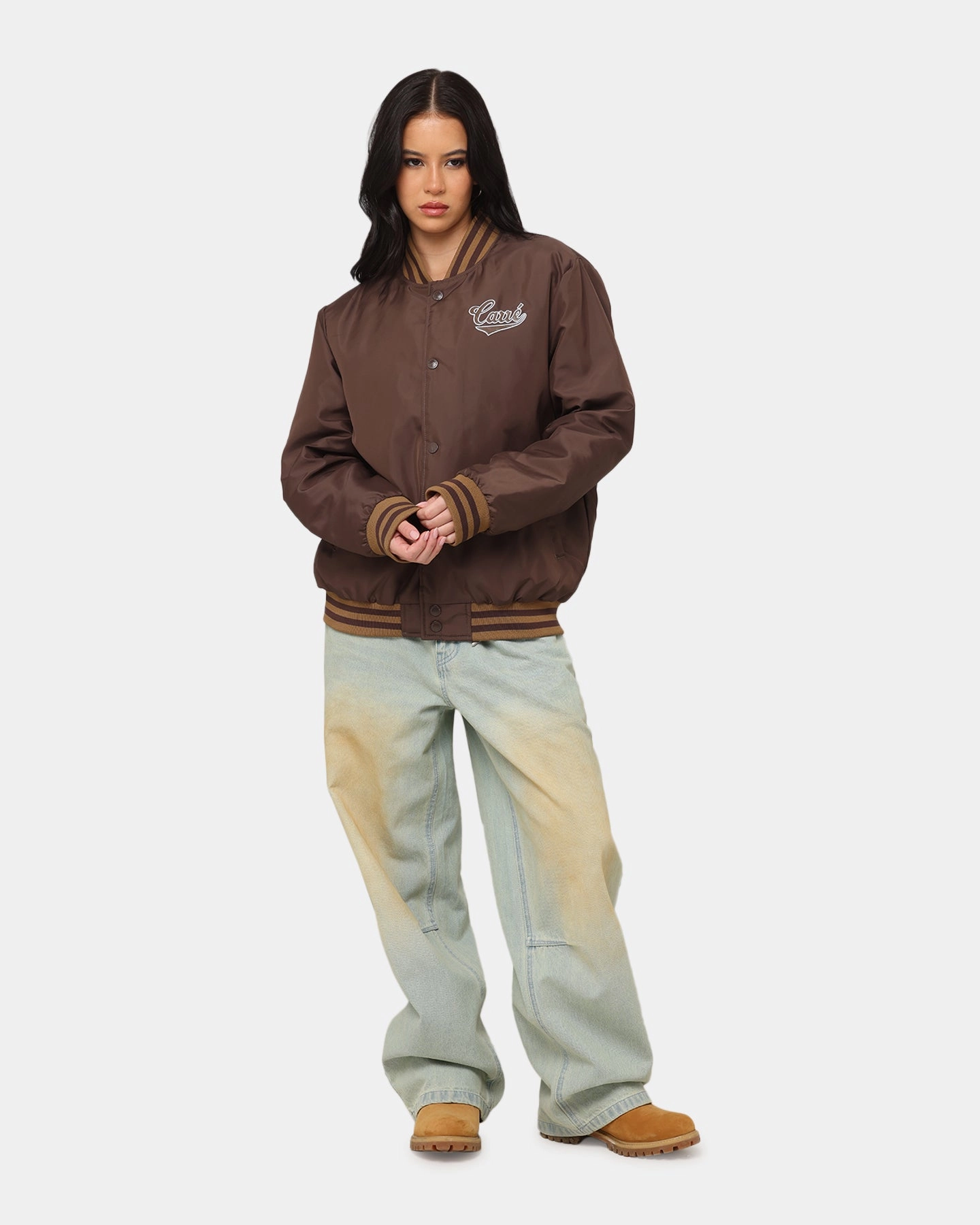 Mascara Carre Team Puffer Varsity Jacket Brown