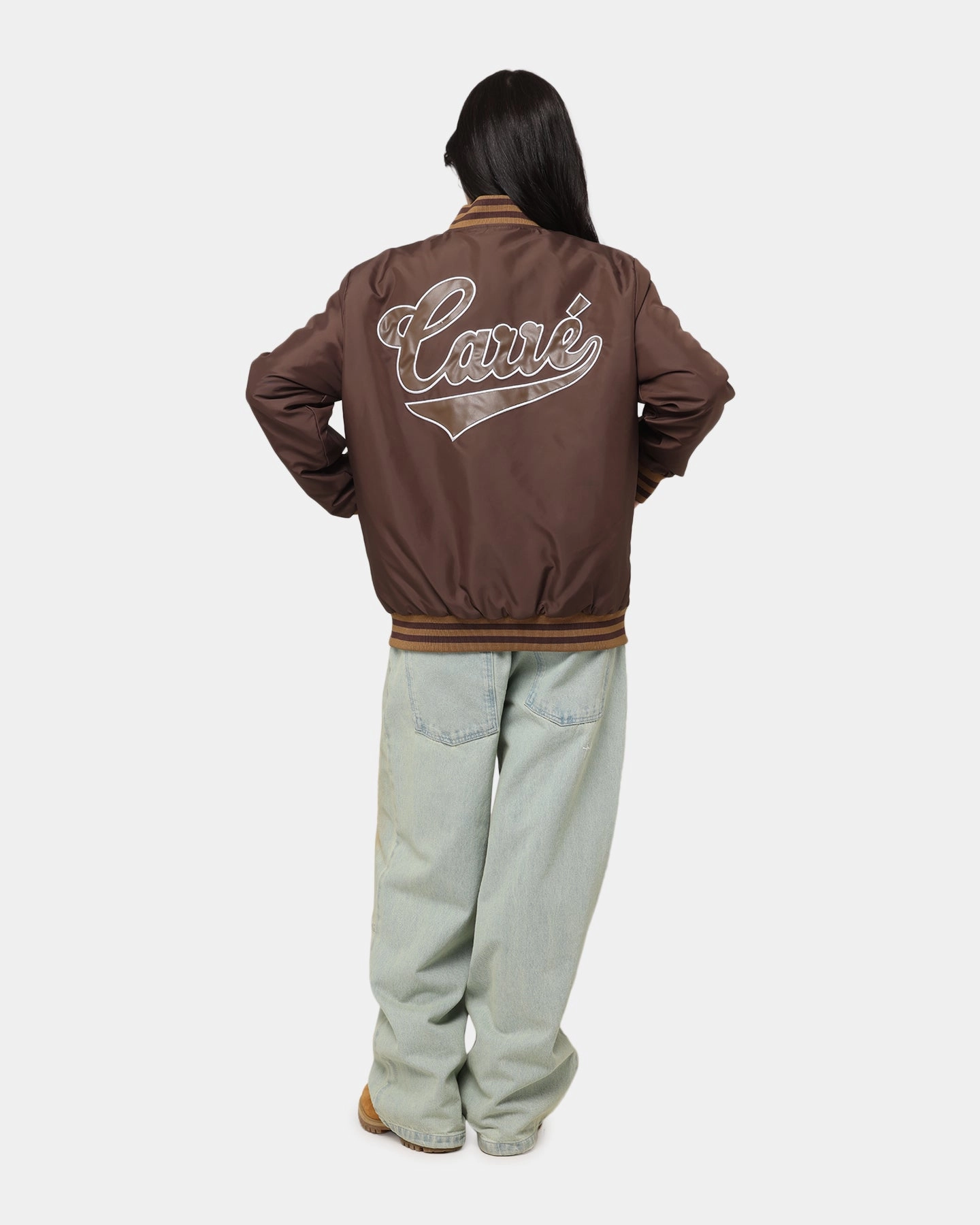 Utility Focus Carre Team Puffer Varsity Jacket Brown