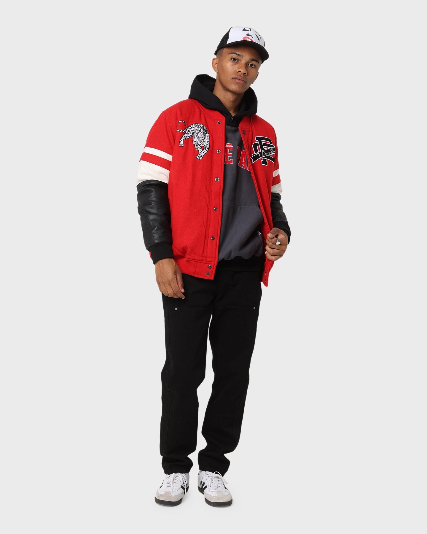 Chain Rugged Outer Shell Carre Team Two Tone Oversized Hoodie Black