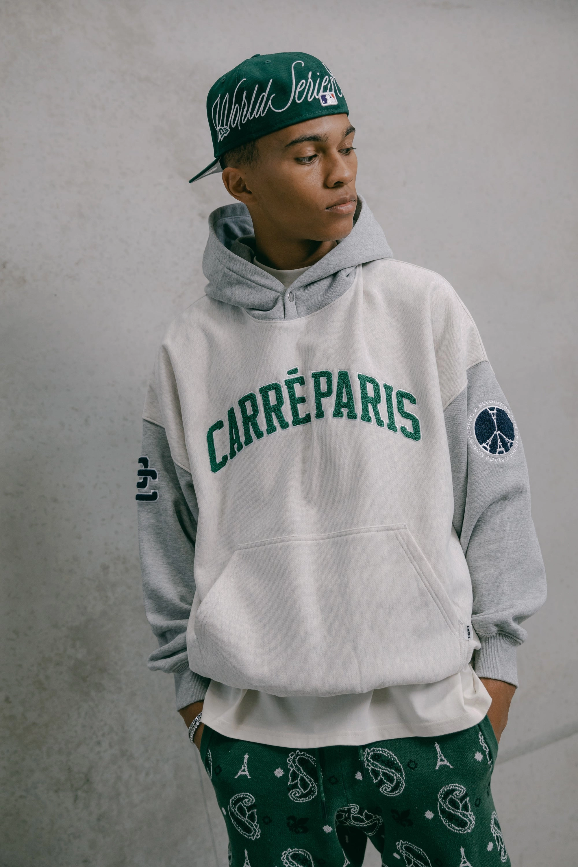 Mold Resistant Coating Carre Team Two Tone Oversized Hoodie Grey Marle