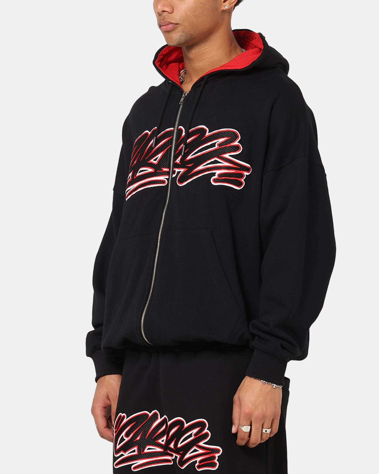 Carre Terrace Zip Hoodie Black painting clothes