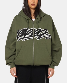 Carre Terrace Zip Hoodie Olive Extended Back Length Personalized Style