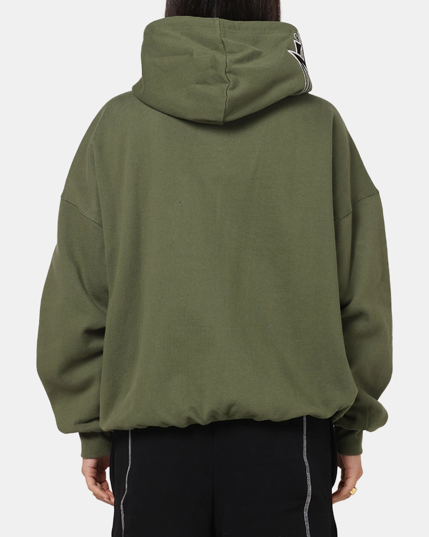 Carre Terrace Zip Hoodie Olive Solid Color