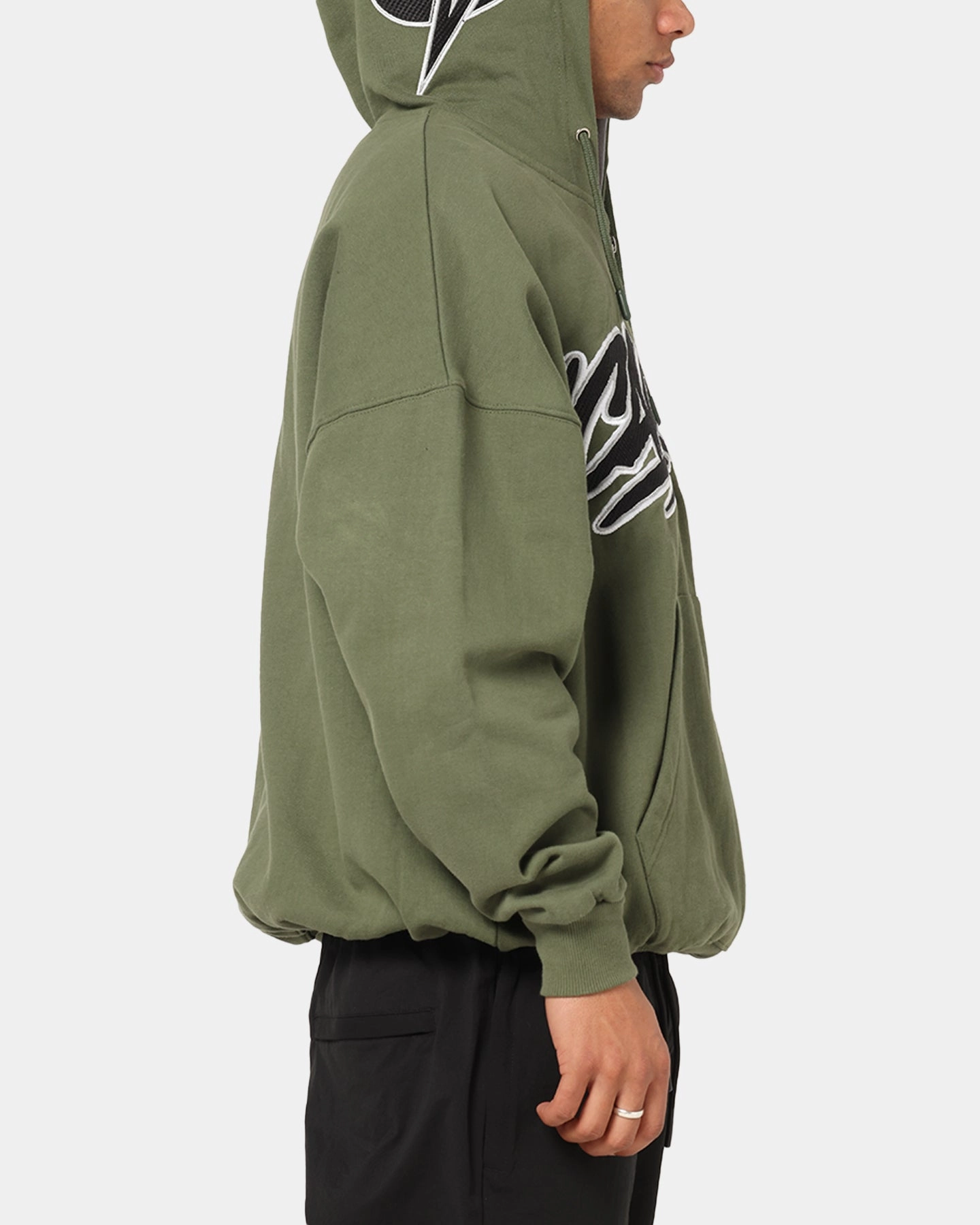 Carre Terrace Zip Hoodie Olive Trendy Style Penguin like