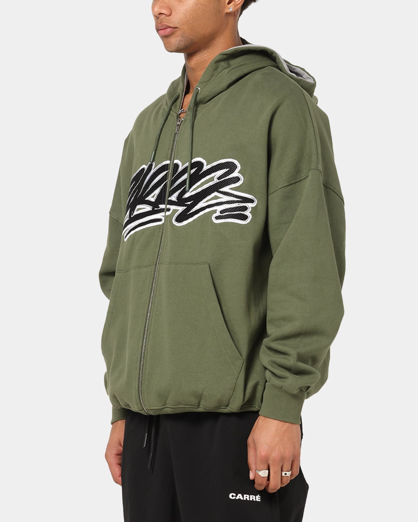 Carre Terrace Zip Hoodie Olive Layering Piece