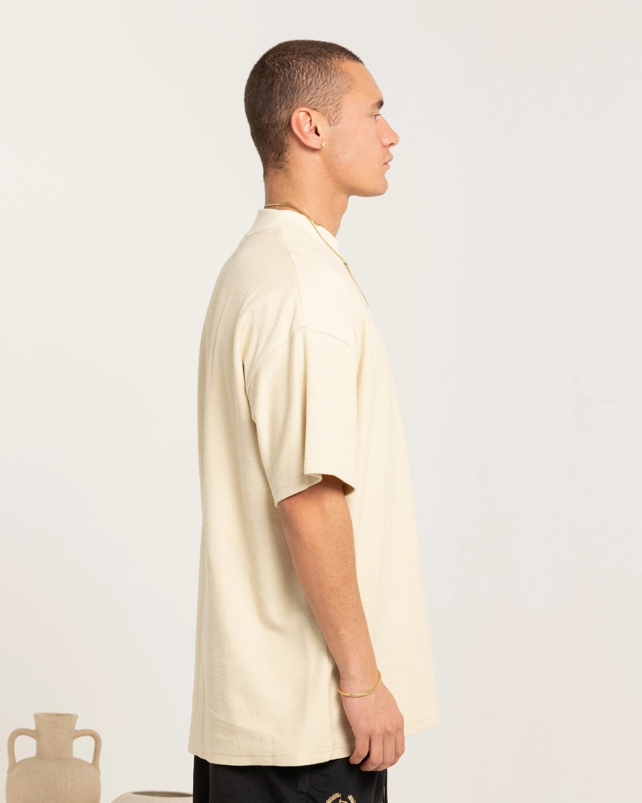 Thermal Regulation Layer SustainableManufacturing Carre Terry Oversized T-Shirt Light Stone