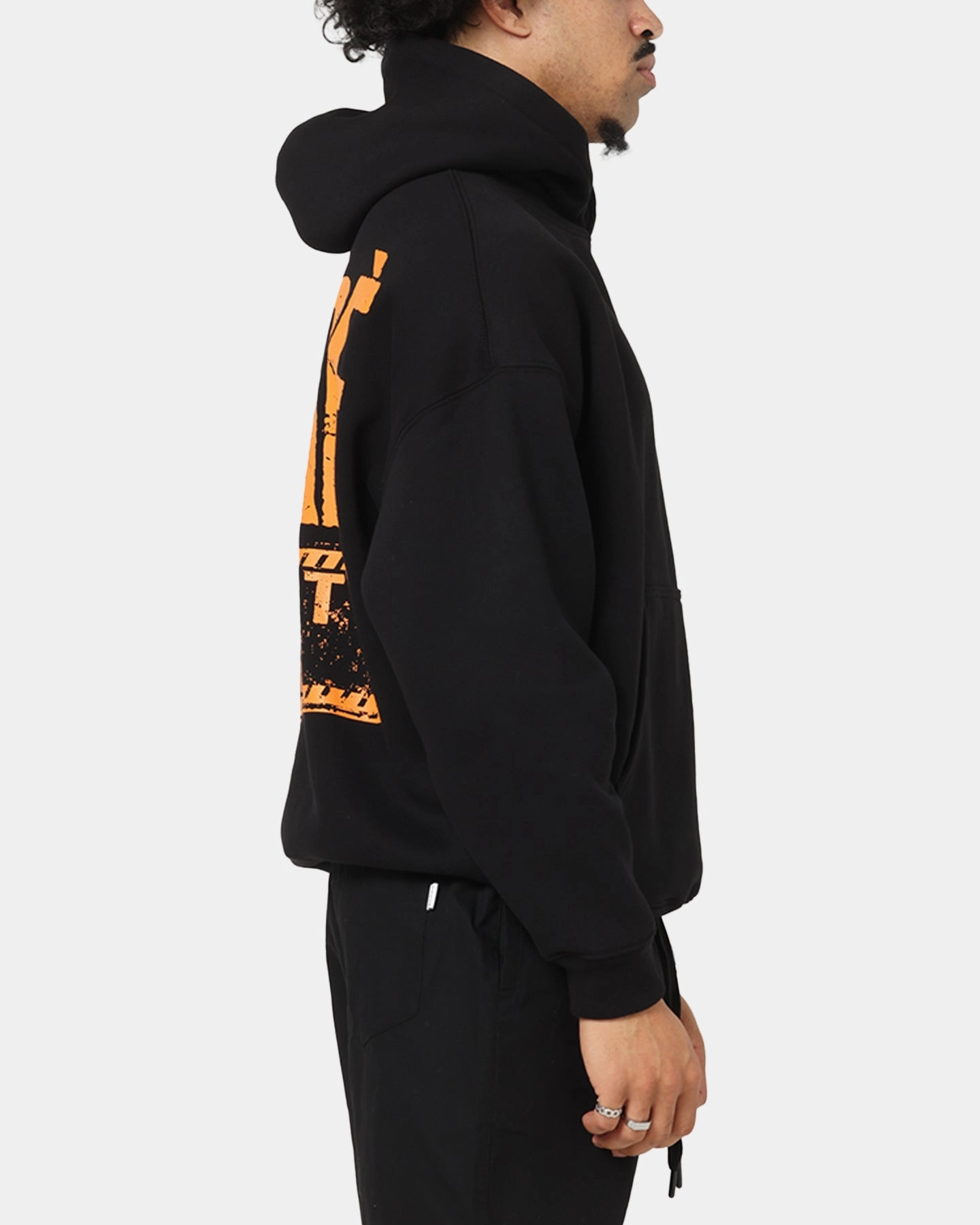 Urban Utility Cropped Style Carre Trenches Hoodie Black