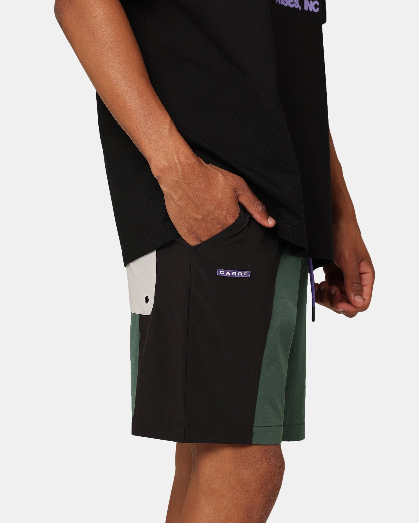 Carre Two Tone Shorts Black/Green Recycled Polyester