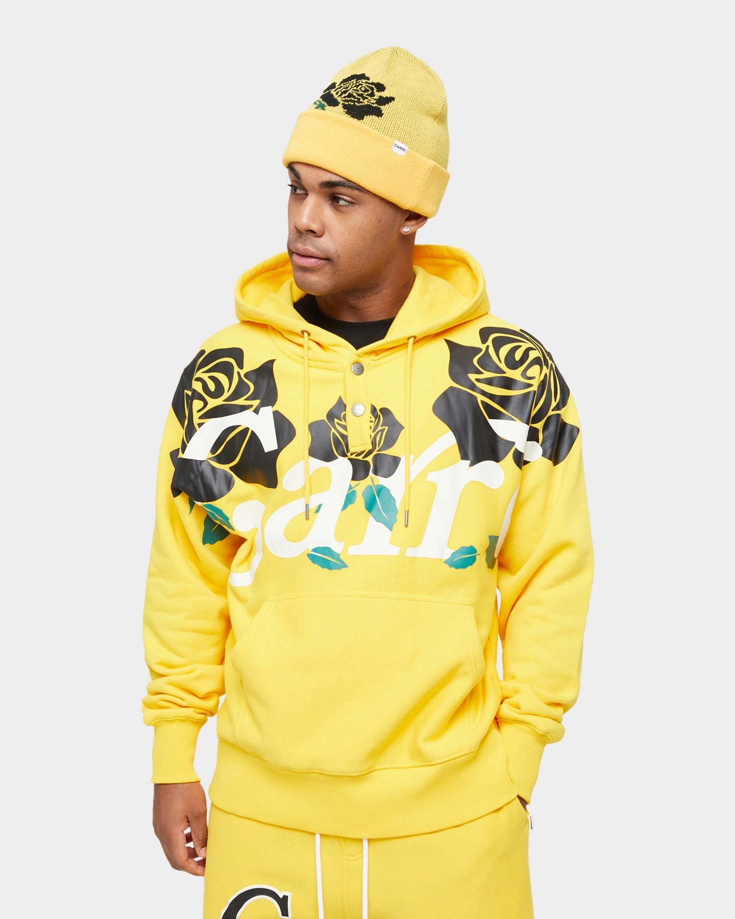 Warm and Practical Bicycle Carre Volle Rose Button Up Hoodie Yellow