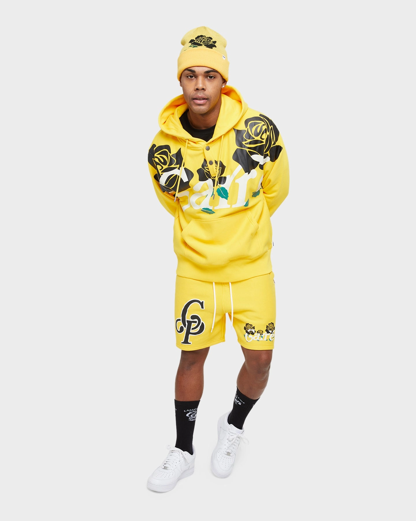 Carre Volle Rose Button Up Hoodie Yellow nylon