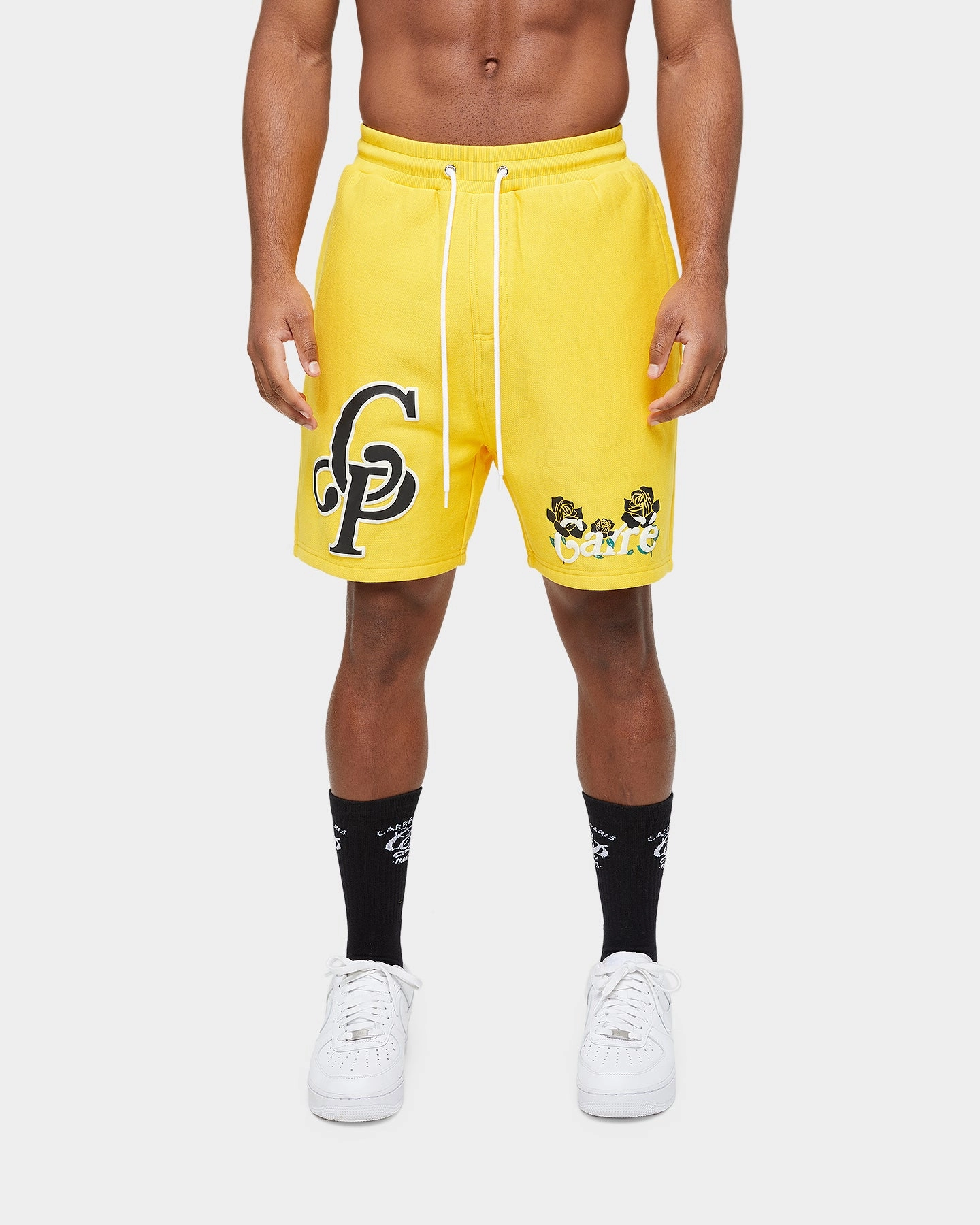 Abrasion Dispersing Weave dance clothing Carre Volle Rose Sweat Shorts Yellow