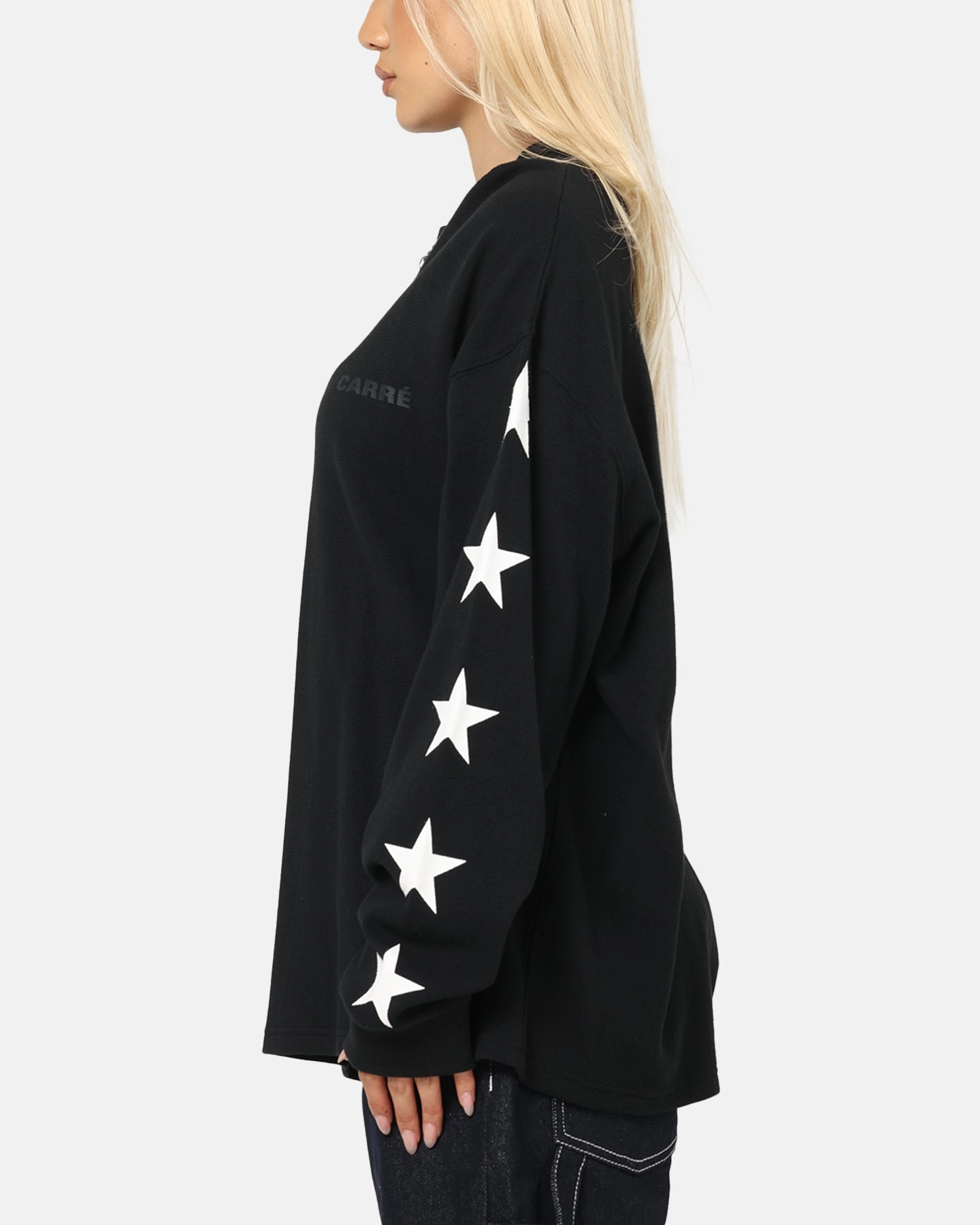 Carre Waffle Workwear Long Sleeve T-Shirt Black EcoFriendlyDyes