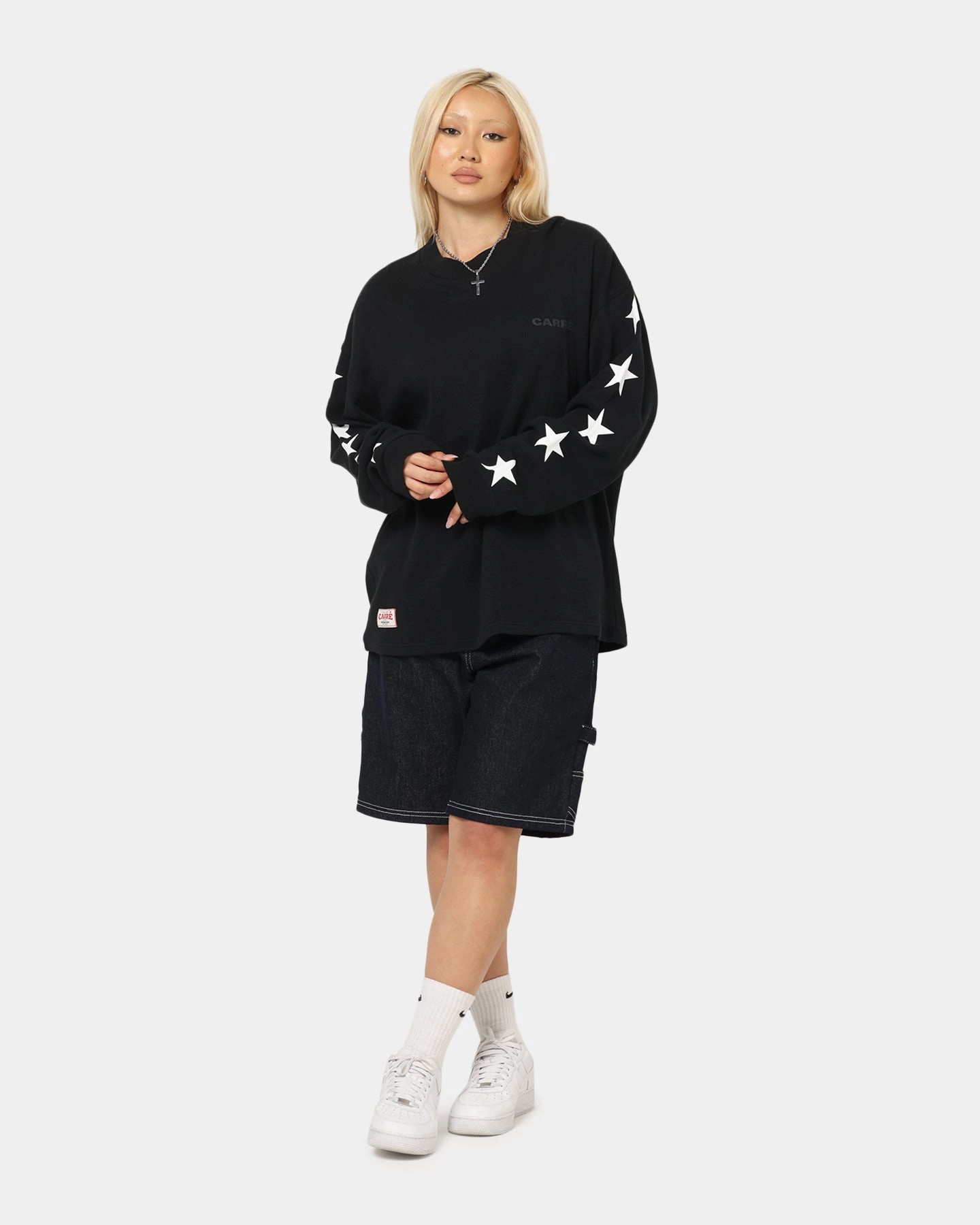 Carre Waffle Workwear Long Sleeve T-Shirt Black Sports Outfit NonIrritating Fabric