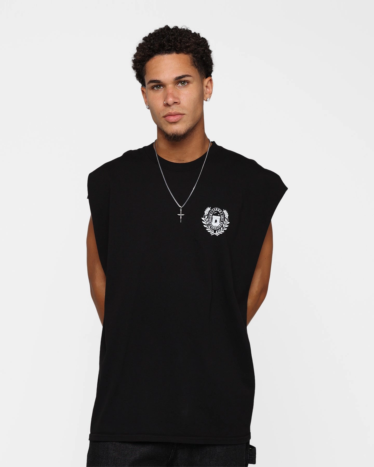 short sleeved Carre Wreath Muscle T-Shirt Black