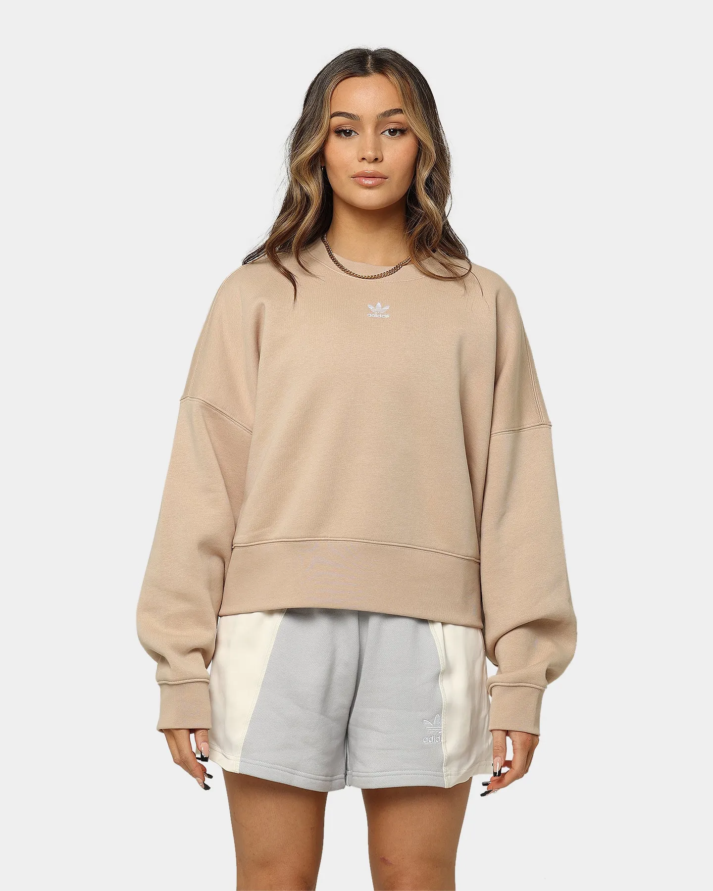 Adidas Women's Adicolor Essential Fleece Crewneck Magic Beige Nail-polish winter season
