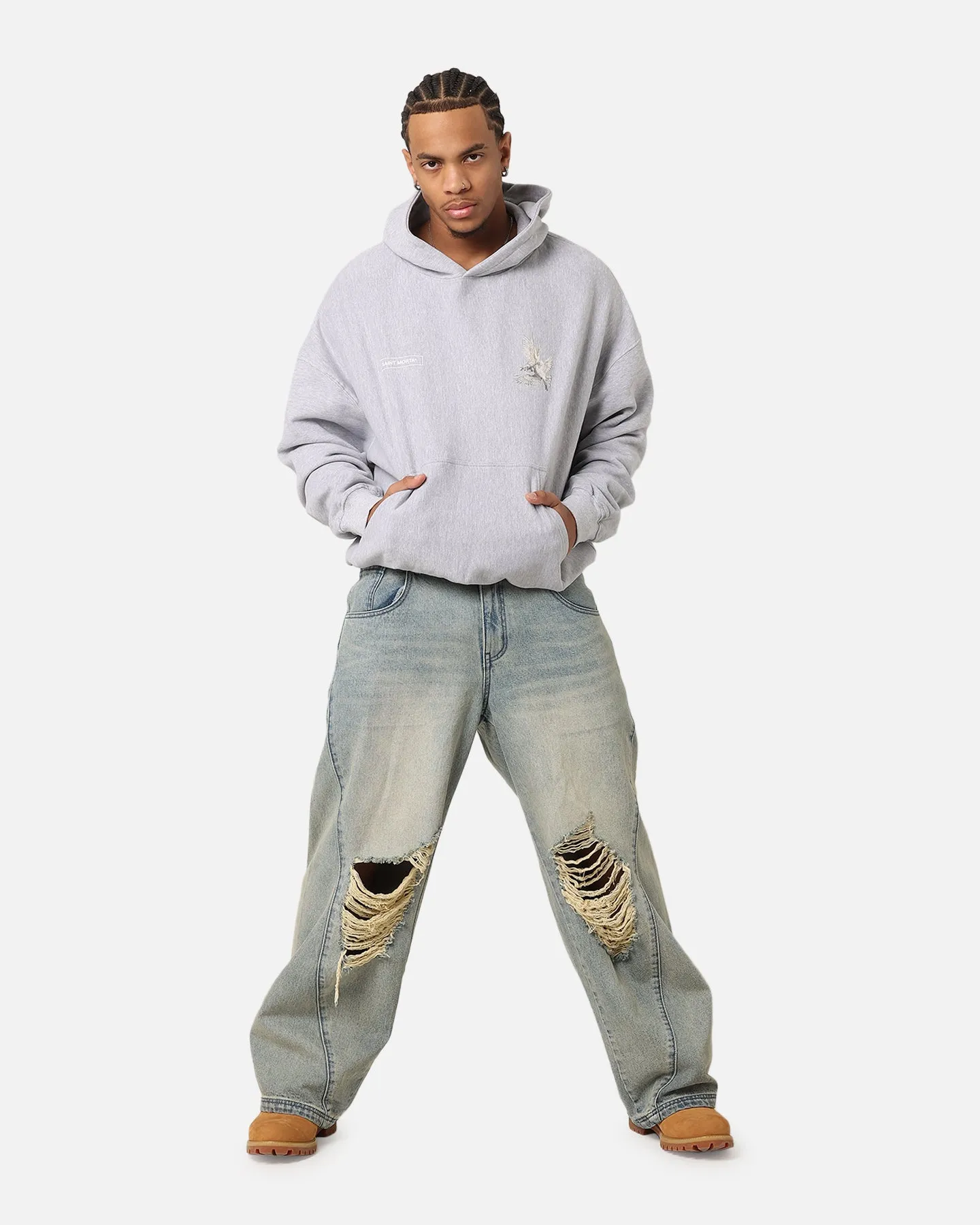 Saint Morta Doves Vintage Hoodie Light Marle Vegan Option Thermal Insulation Layer