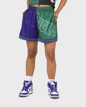 Mitchell & Ness Women's Milwaukee Bucks Big Face 5.0 Shorts Purple UPF Protection