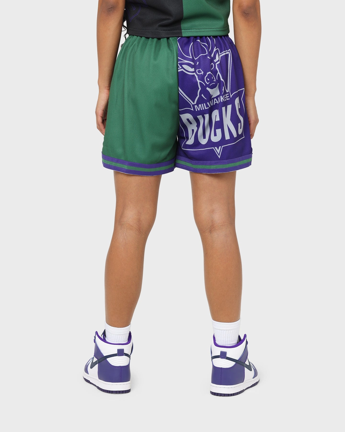 Holiday Gift Mitchell & Ness Women's Milwaukee Bucks Big Face 5.0 Shorts Purple