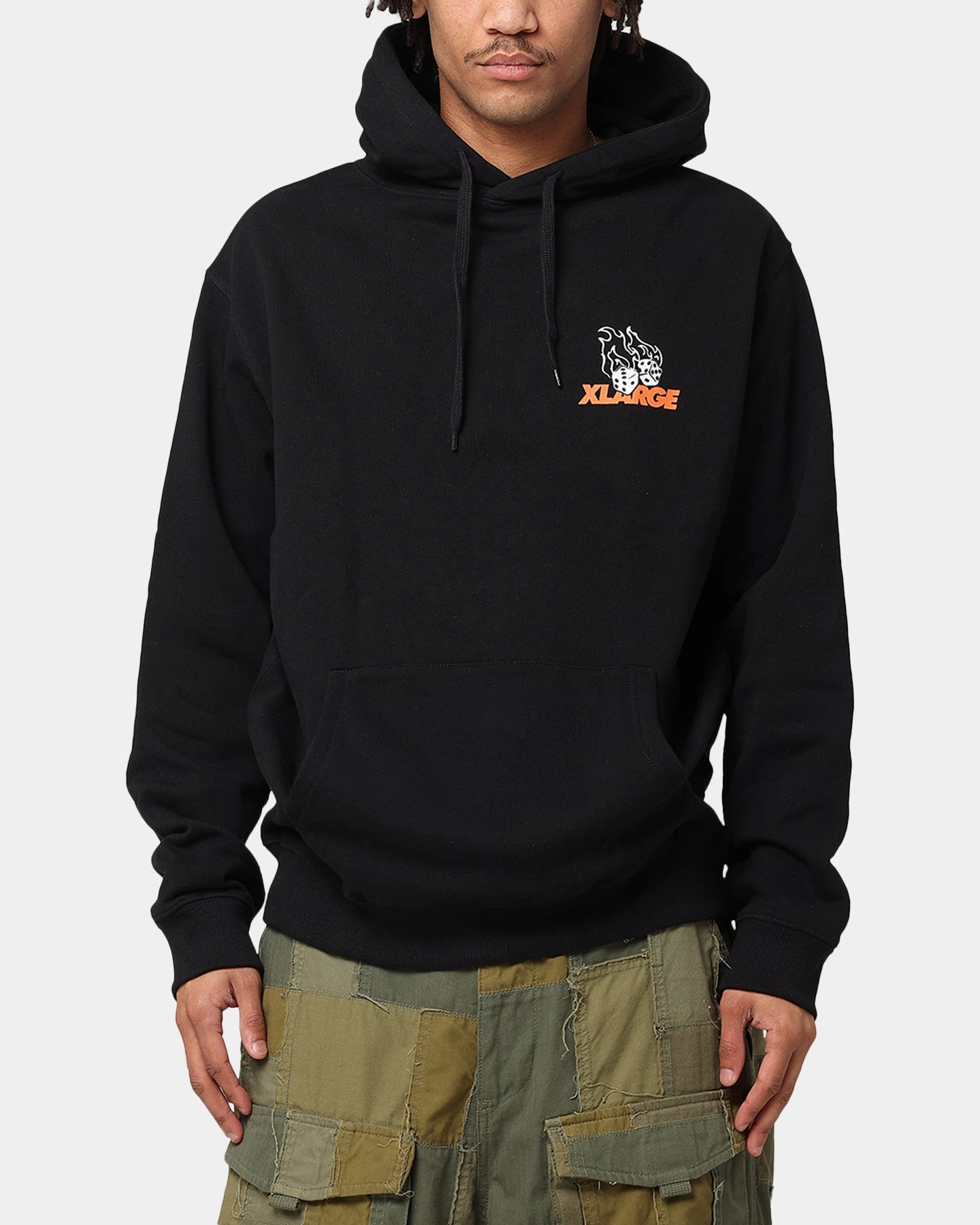 Packable Feature X-Large Fire Dice Hoodie Solid Black
