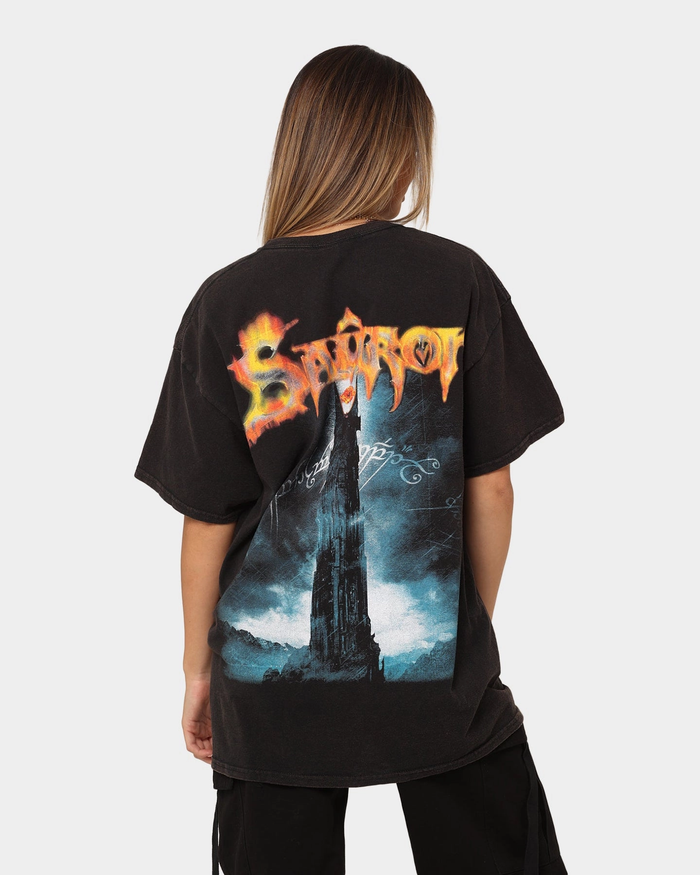 American Thrift X The Lord of The Rings The Sauron Vintage T-Shirt Black Wash Soft Breathable ethical