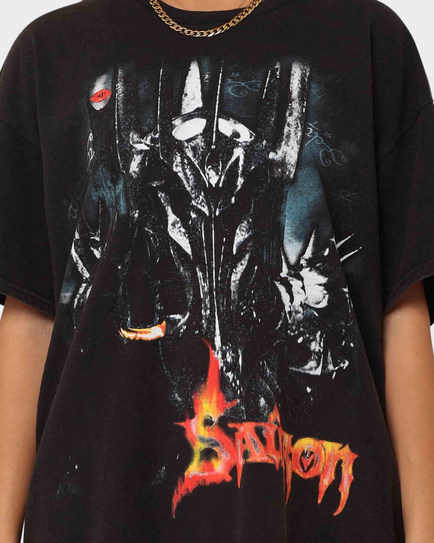 Versatile Wardrobe Piece American Thrift X The Lord of The Rings The Sauron Vintage T-Shirt Black Wash