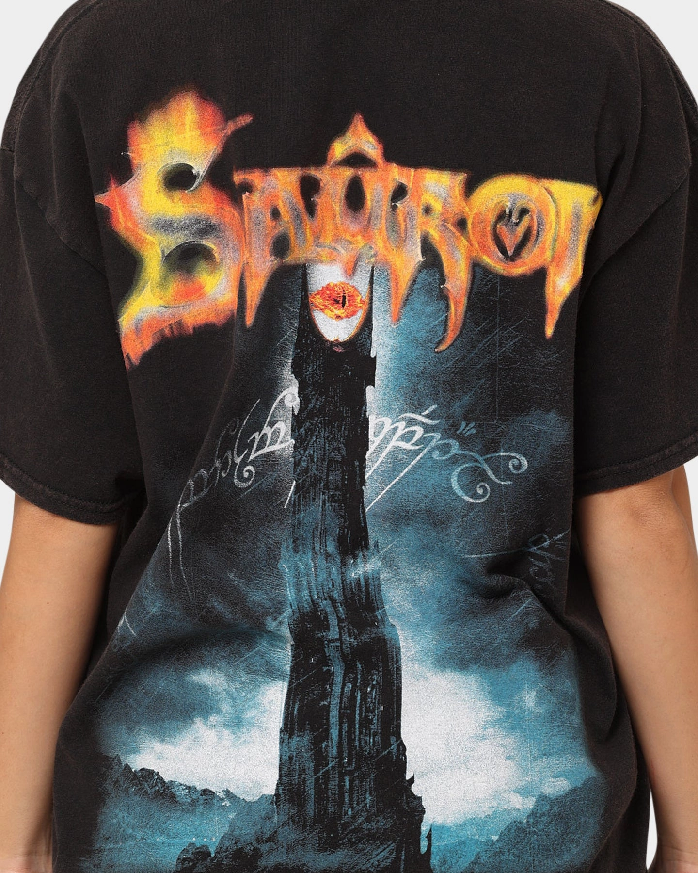 American Thrift X The Lord of The Rings The Sauron Vintage T-Shirt Black Wash Comfy All-Day men's clothing
