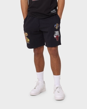 Mitchell & Ness Chicago Bulls 5 Times Champs Fleece Shorts Faded Black rayon fabric