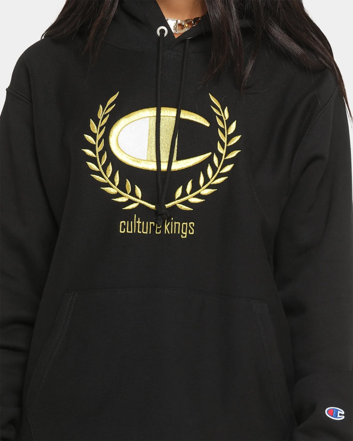 Champion Champion x Culture Kings Rev Weave Hoodie Black/Gold Poise