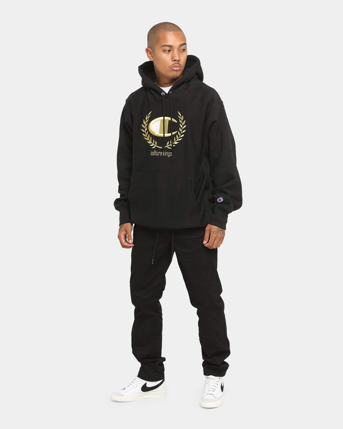 Champion Champion x Culture Kings Rev Weave Hoodie Black/Gold Hazard