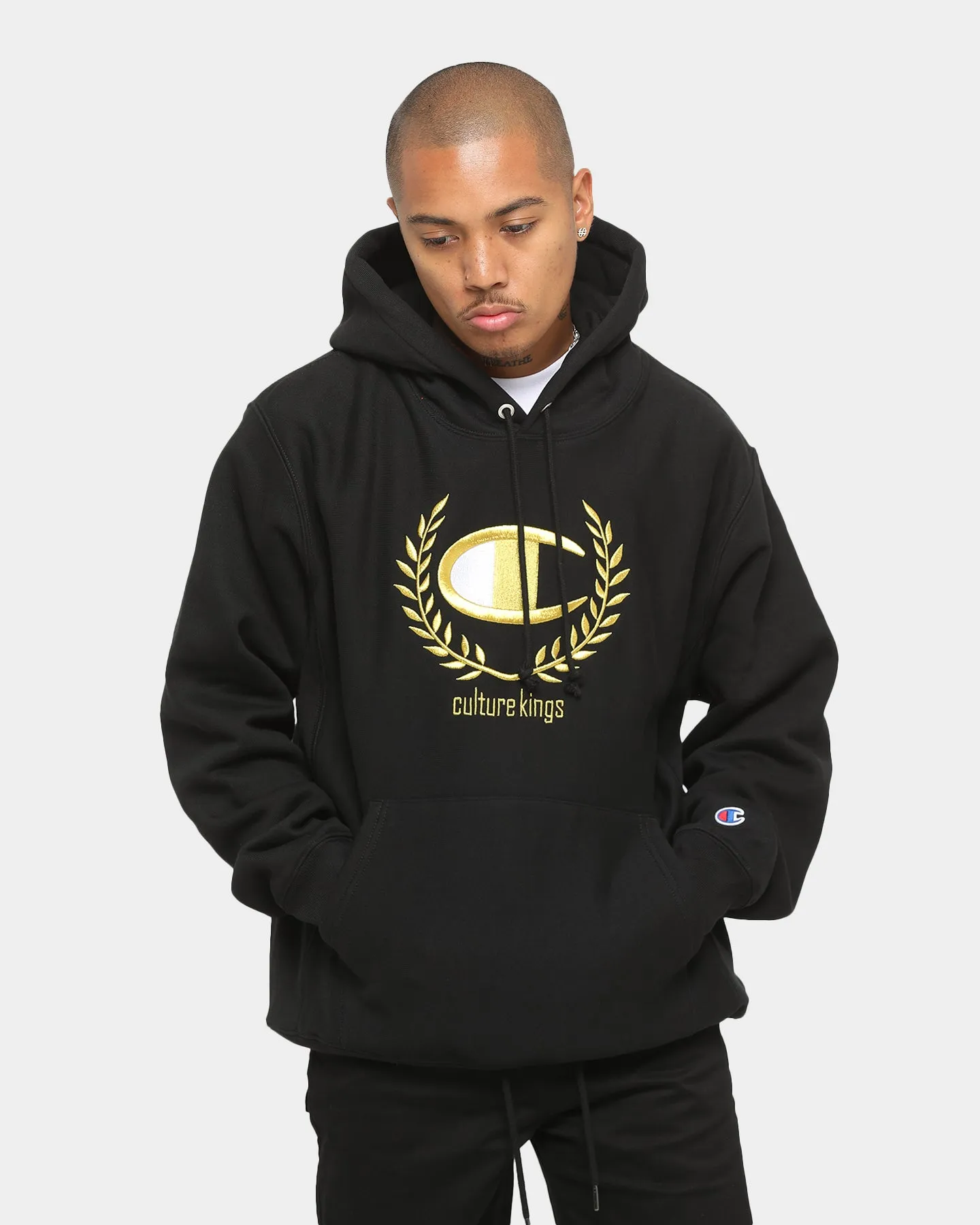 Expose Champion Champion x Culture Kings Rev Weave Hoodie Black/Gold