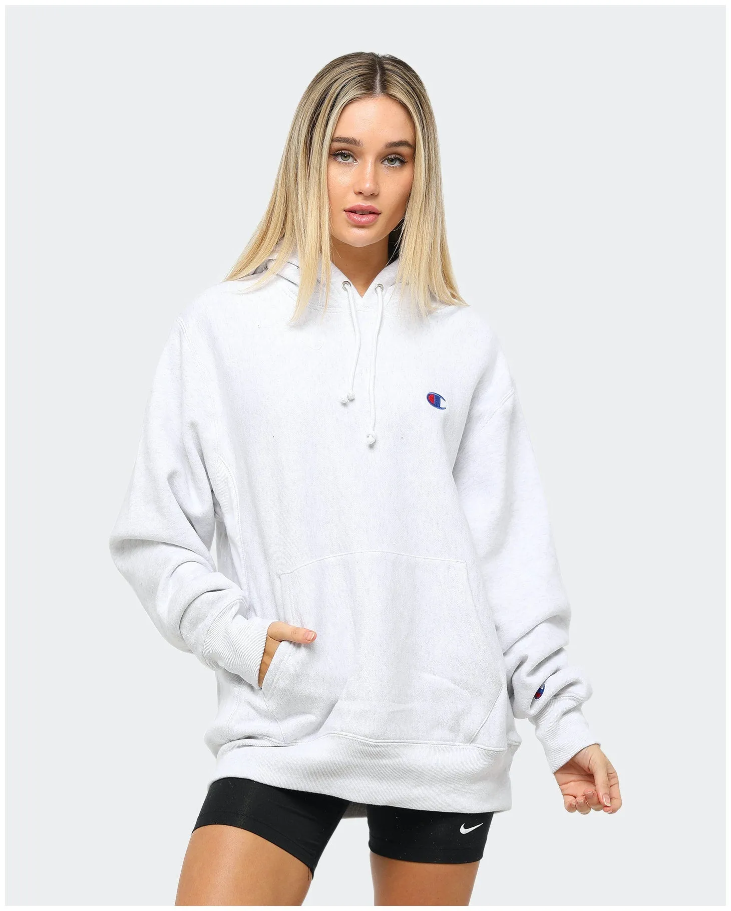Champion Rev Weave Hoodie Silver Stretchable Panels