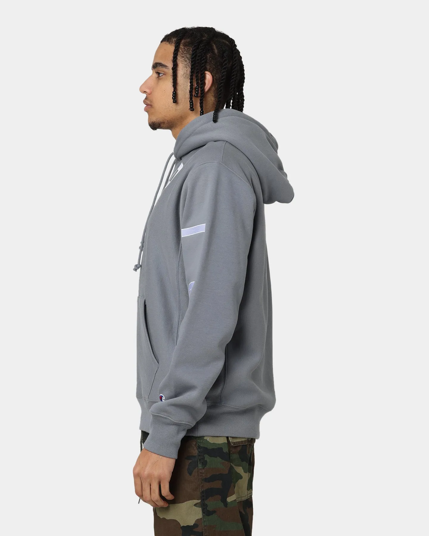 Champion Reverse Weave Arch Logo Hoodie Calico Grey DualZipper