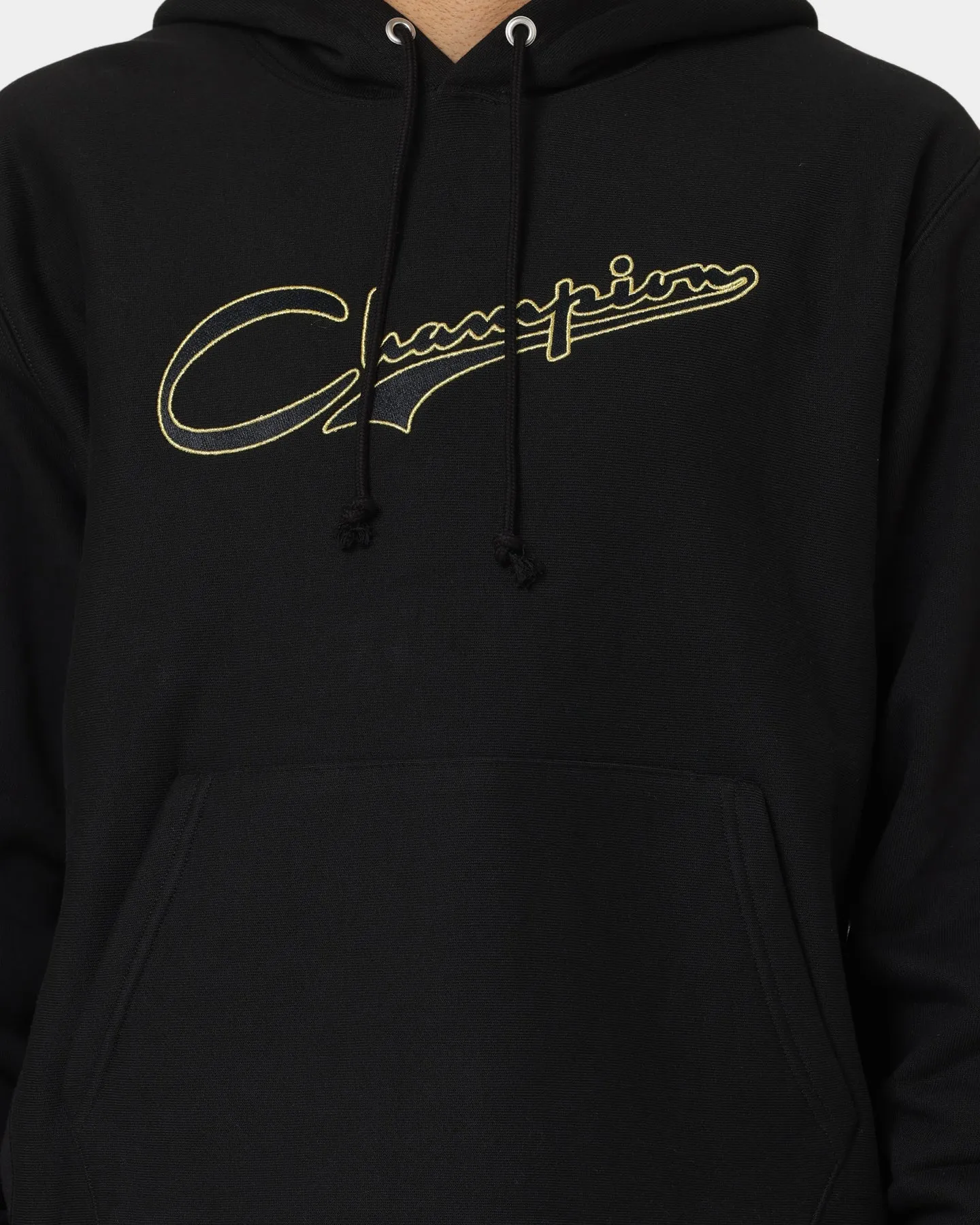 cruise trip Create Champion Reverse Weave Archive Script Hoodie Black/Gold