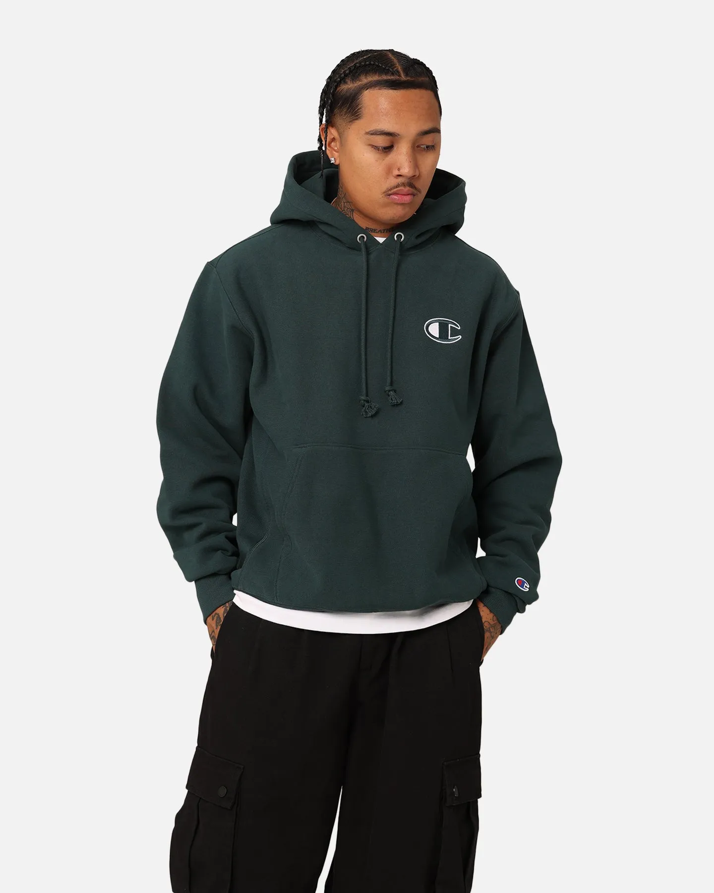 HemLock Adjustment System ElasticWaistband Champion Reverse Weave Big C Hoodie Baby Spinach